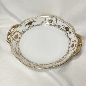 Vintage Nippon Toki Gomei Kaisha Japan Gilt Dish 9" Art Deco Porcelain 1920s